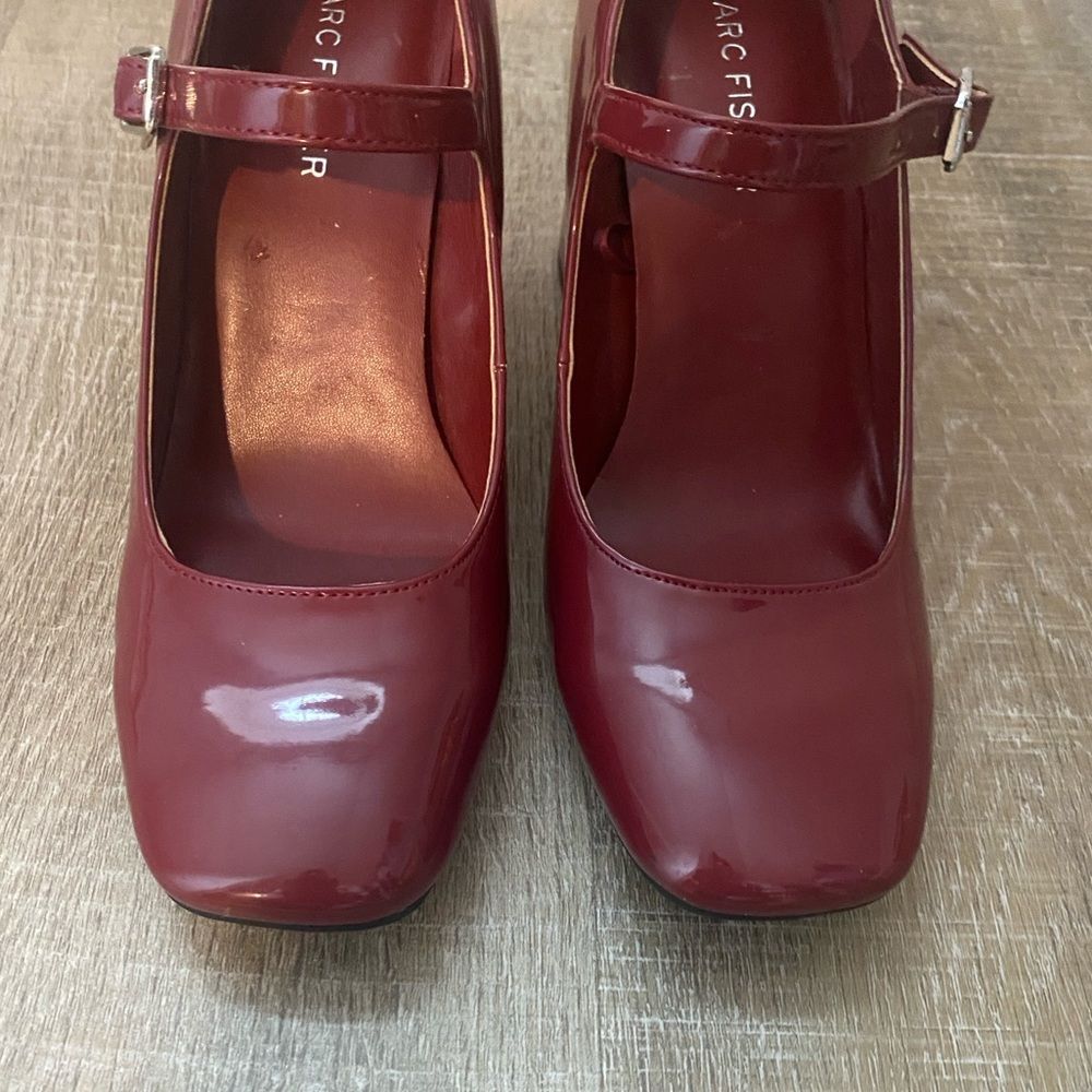 Marc Fisher Red Charin Mary Jane Block Heel Dress Pumps Size 6 Preppy Academia - Picture 5 of 11